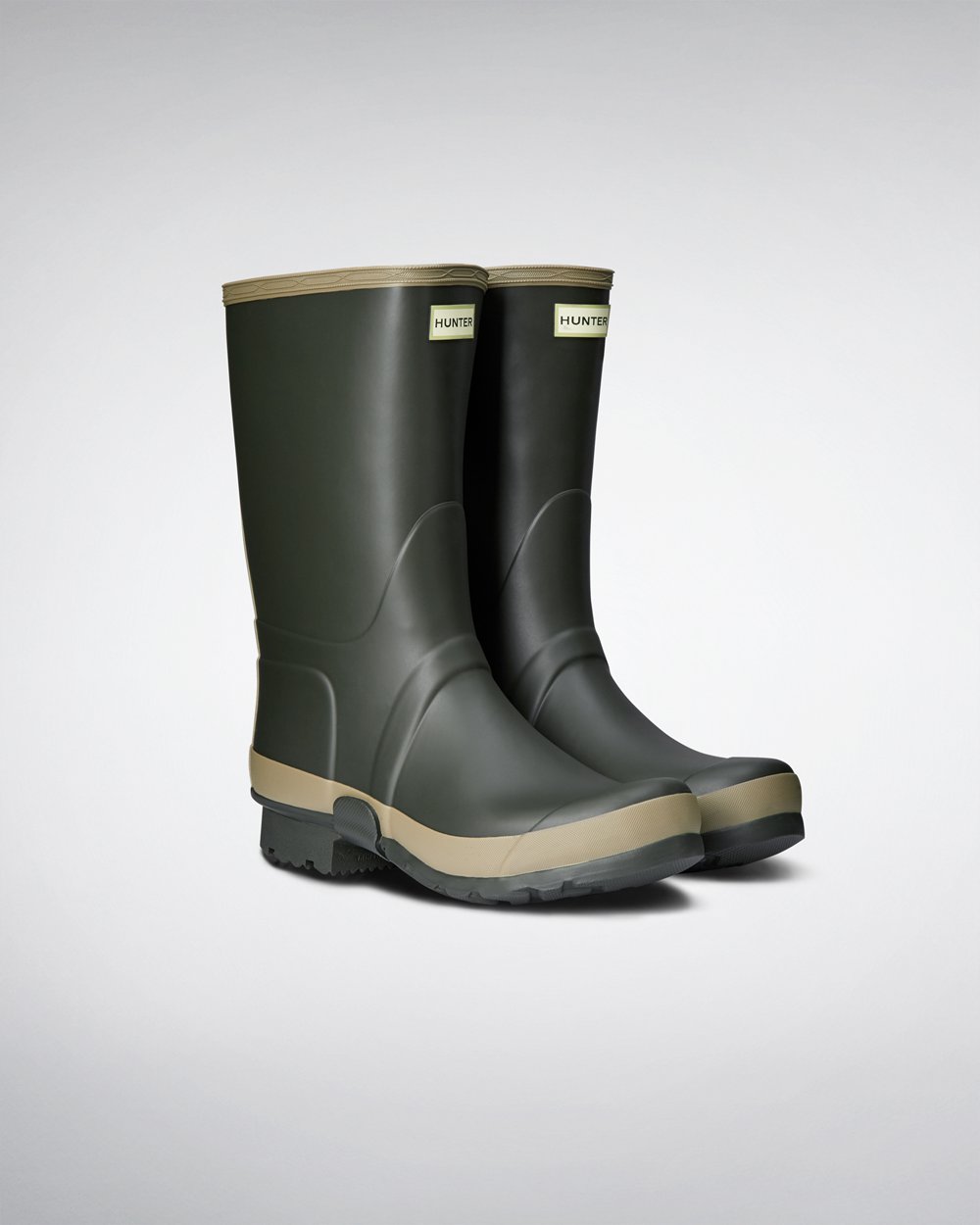 Men Hunter Gardener | Short Rain Boots Dark Olive | NZ-87251-PLRT